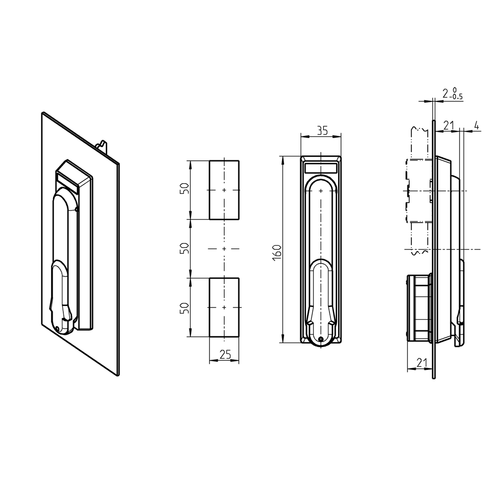Schwenkgriff Schwenkhebel Verschluss Schaltschrank EK 333 Zylinder 1125-U206-G