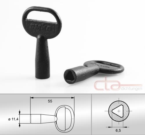 1x Dreikantschlüssel Steckschlüsse DK 6,5 mm Zink-Druckguss schwarz 1C04-21