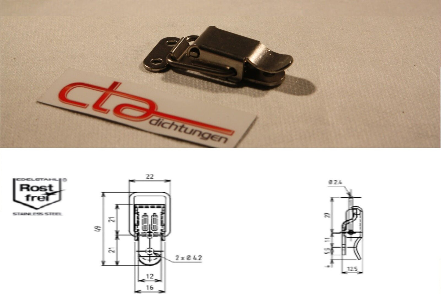 1x Edelstahl Spannverschluss &Haken Kistenverschluss Hebel Verschluss 6C00-U42-1