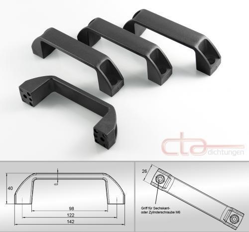 1x Griff Haltegriff Bügelgriff Kunststoff schwarz Bohrlochabstand 122 1C95-05