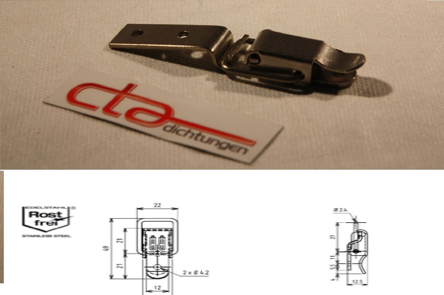 1x Edelstahl Spannverschluss &Haken Kistenverschluss Hebel Verschluss 6C00-U42-8