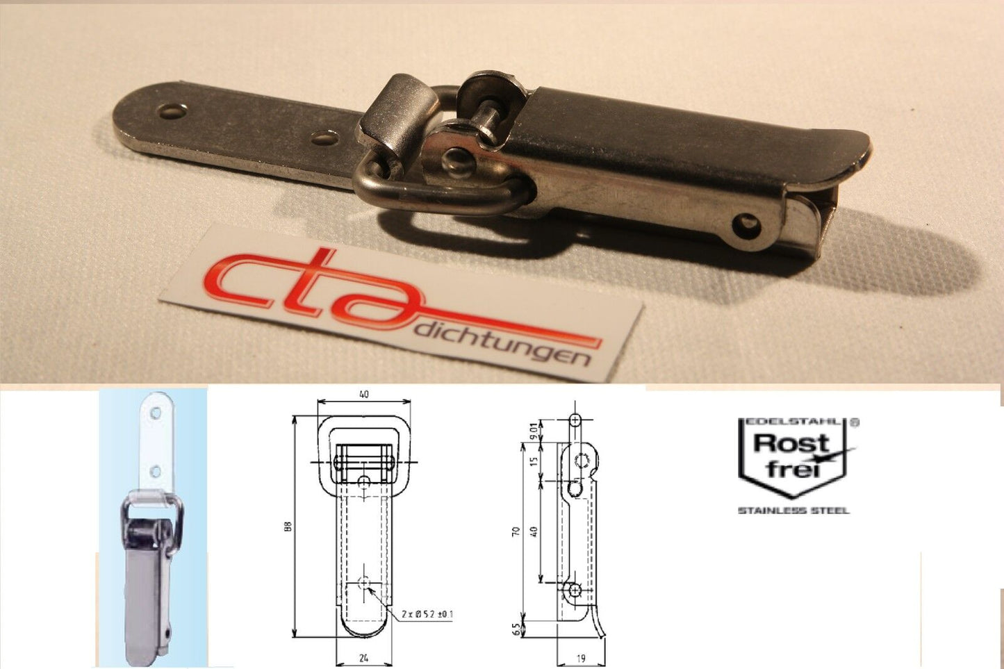 1 Edelstahl Spannverschluss &Haken Kistenverschluss Hebel Verschluss 6C02-U77-12