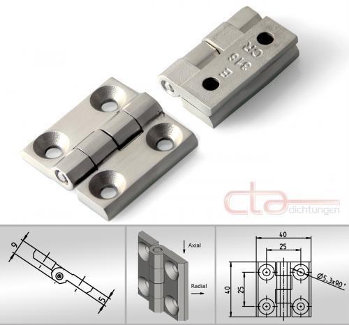 1 Scharnier Anschraubscharnier Türband Beschlag Hinge Edelstahl 40x40 1C56-U05PH