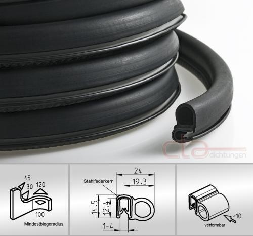 1 m Dichtungsprofil Dichtprofil Kantenschutz EPDM PVC schwarz KB 1- 4 mm 1C11-19
