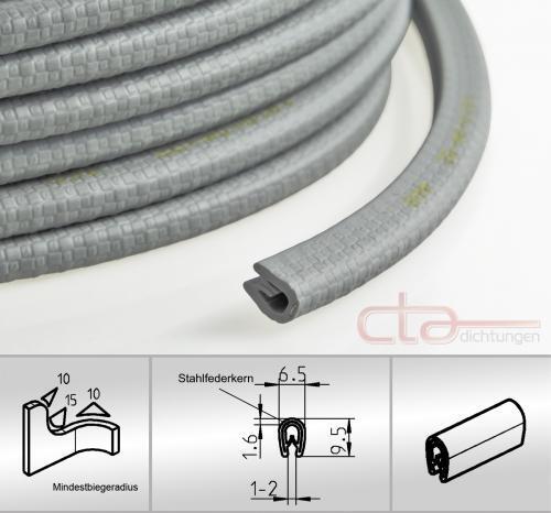 5 m Kantenschutz Kantenschutzprofil Dichtprofil KB 1- 2 mm PVC silber 1C10-04-02