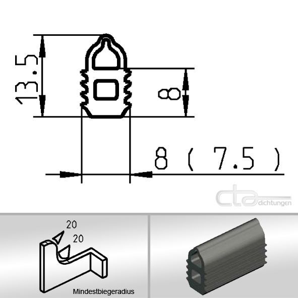 5m Türdichtung Kederband Dichtungsprofil Lippenprofil EPDM schwarz 1C38-01