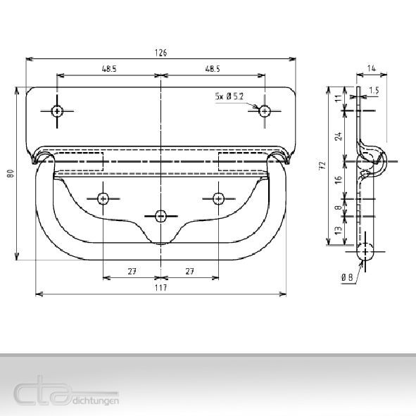 2x Haltegriff Tragegriff Kistengriff Handgriff 126x72 Stahl verzinkt 6C40-U12-JQ