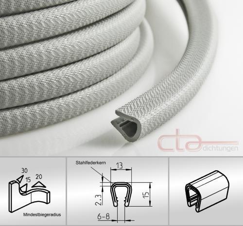 1 m Kantenschutz Kantenschutzprofil Dichtprofil KB 6-8mm PVC hellgrau 1C10-06-01