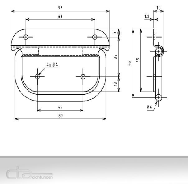 2x Haltegriff Tragegriff Kistengriff Handgriff 97x59 Stahl verzinkt 6C40-U46