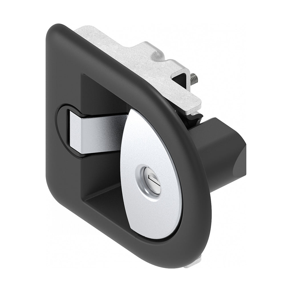 Recessed T-handle paddle latch with key, die-cast zinc black (1130-U15)