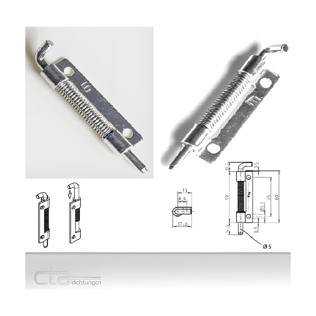 Stiftscharnier mit Feder, Paar links/rechts, Höhe 31,8 mm, Stift Ø 4 mm, Stahl verzinkt (1C17-U2U3)