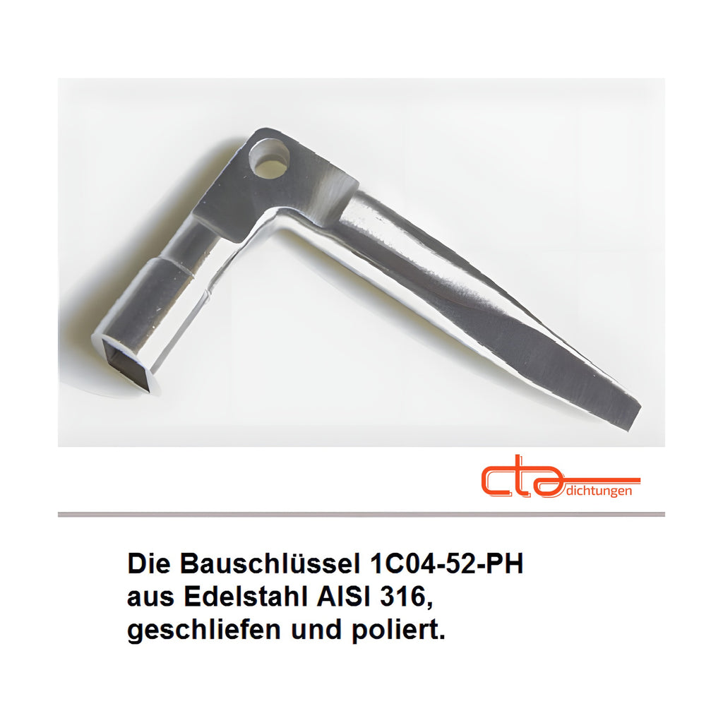 Utility key, Internal square 8–9 mm, external square 6–10.5 mm, AISI 316, stainless steel (1C04-52-PH)