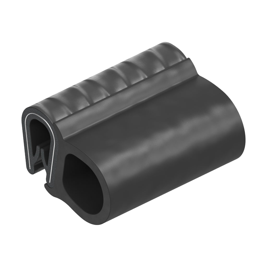 EPDM/PVC clamping profile with sealing bulb, clamping range 1–4 mm, black (1C11-19)
