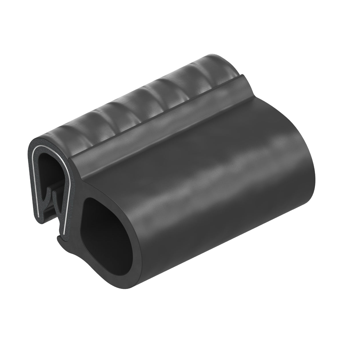 EPDM/PVC clamping profile with sealing bulb, clamping range 1–4 mm, black (1C11-19)