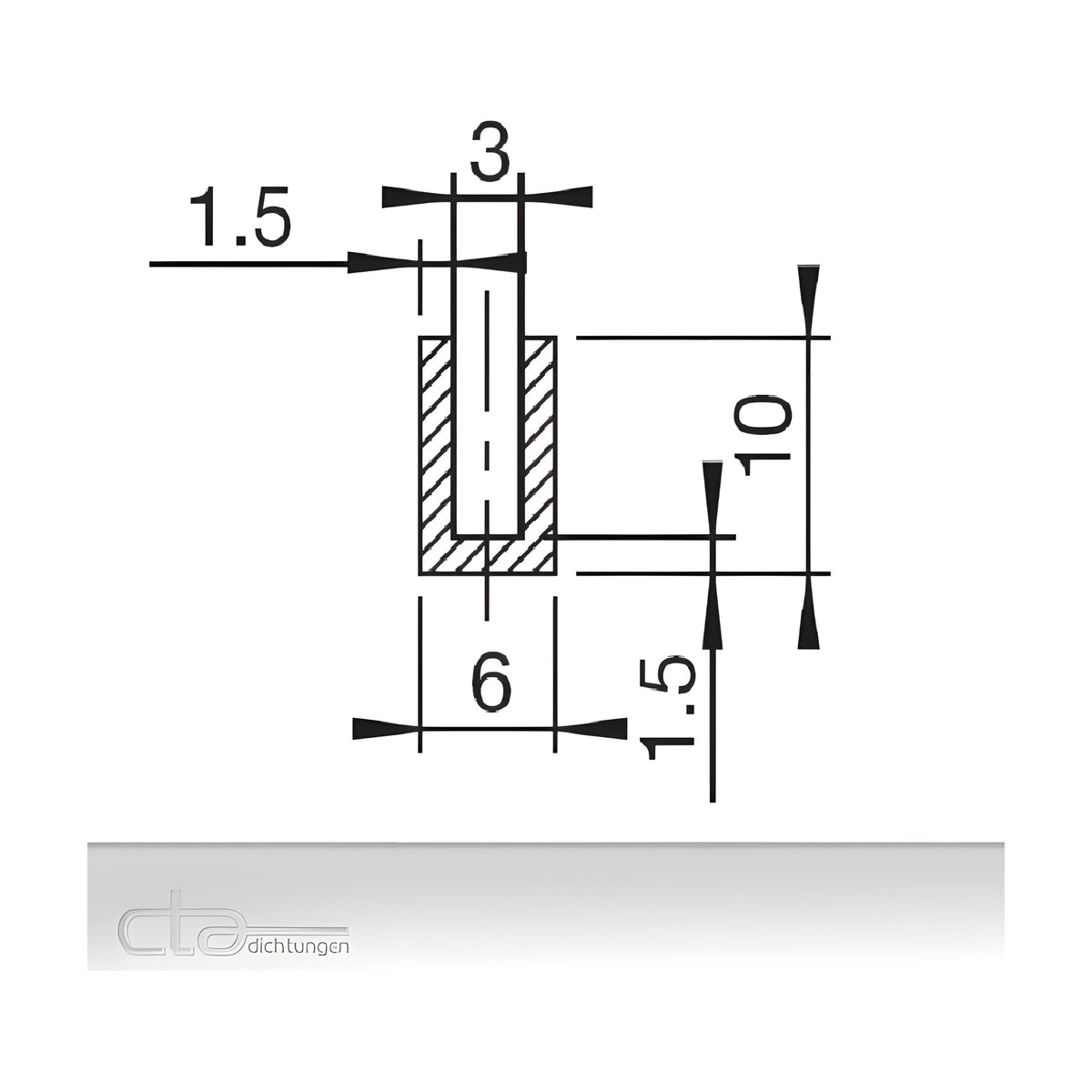 Fassungsprofil (U-Profil) EPDM, 10 × 6 mm, Klemmbereich 3 mm, schwarz (1C38-100)