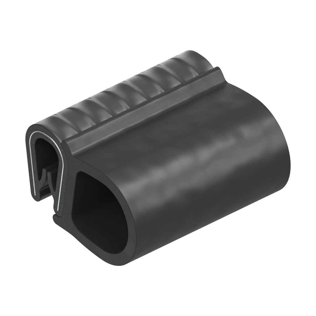 EPDM/PVC clamping profile with sealing bulb, clamping range 1–4 mm, black (1C11-22)