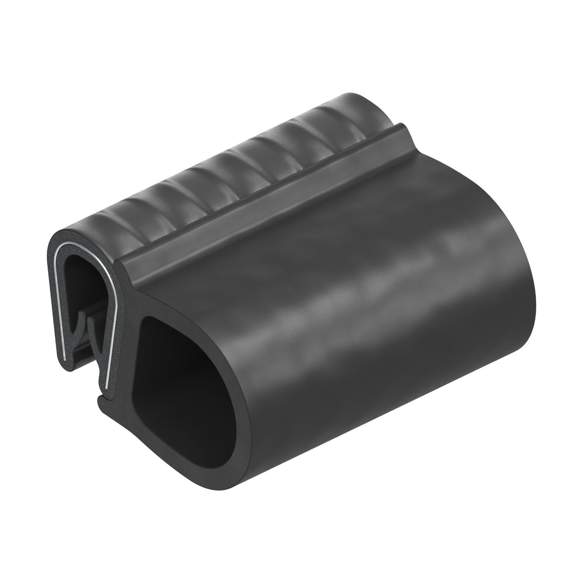 EPDM/PVC clamping profile with sealing bulb, clamping range 1–4 mm, black (1C11-22)