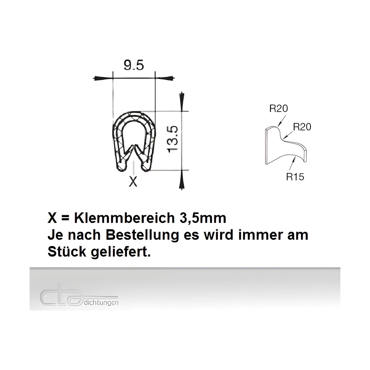 PVC edge protection profile with steel core, clamping range 3.5 mm, black (1C10-0329) – view 2