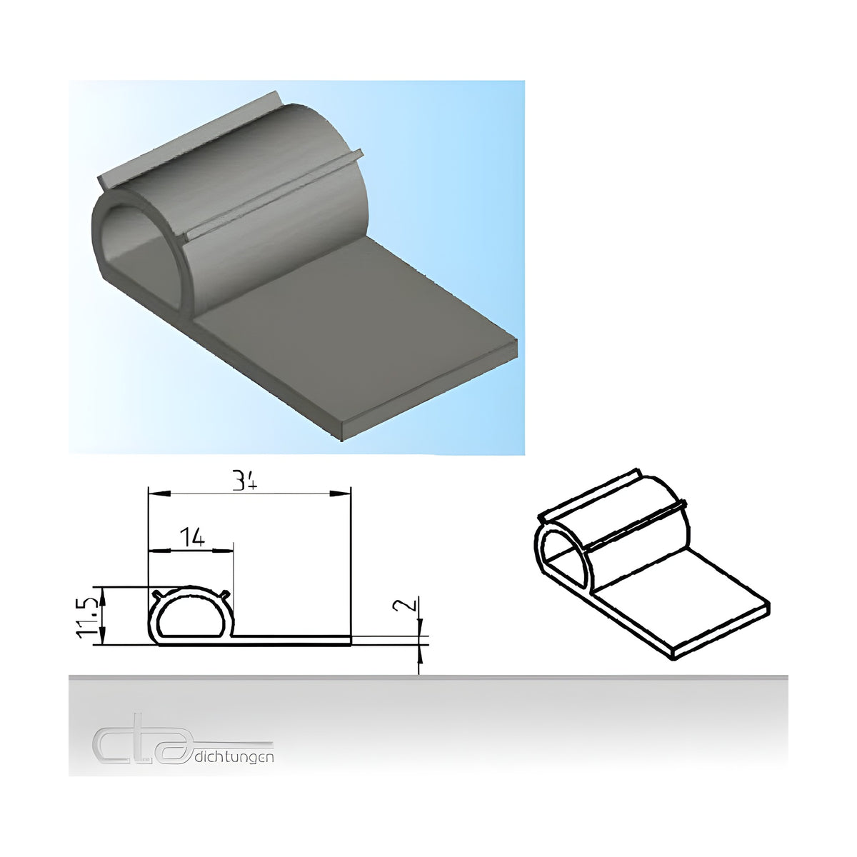 Keder mit Dichtlippe EPDM, schwarz (1C38-10) – Ansicht 2