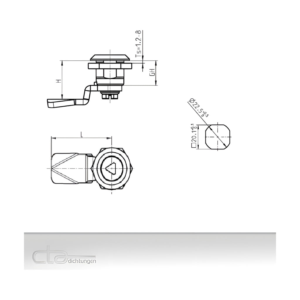 Cam lock, double bit 3 mm, cam height 18 mm, die-cast zinc chrome-plated (1C00-518) – view 2
