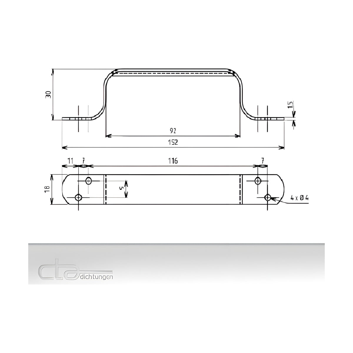 Case handle, 152 × 30 × 18 mm, steel zinc-plated (6C40-15-JQ) – view 2