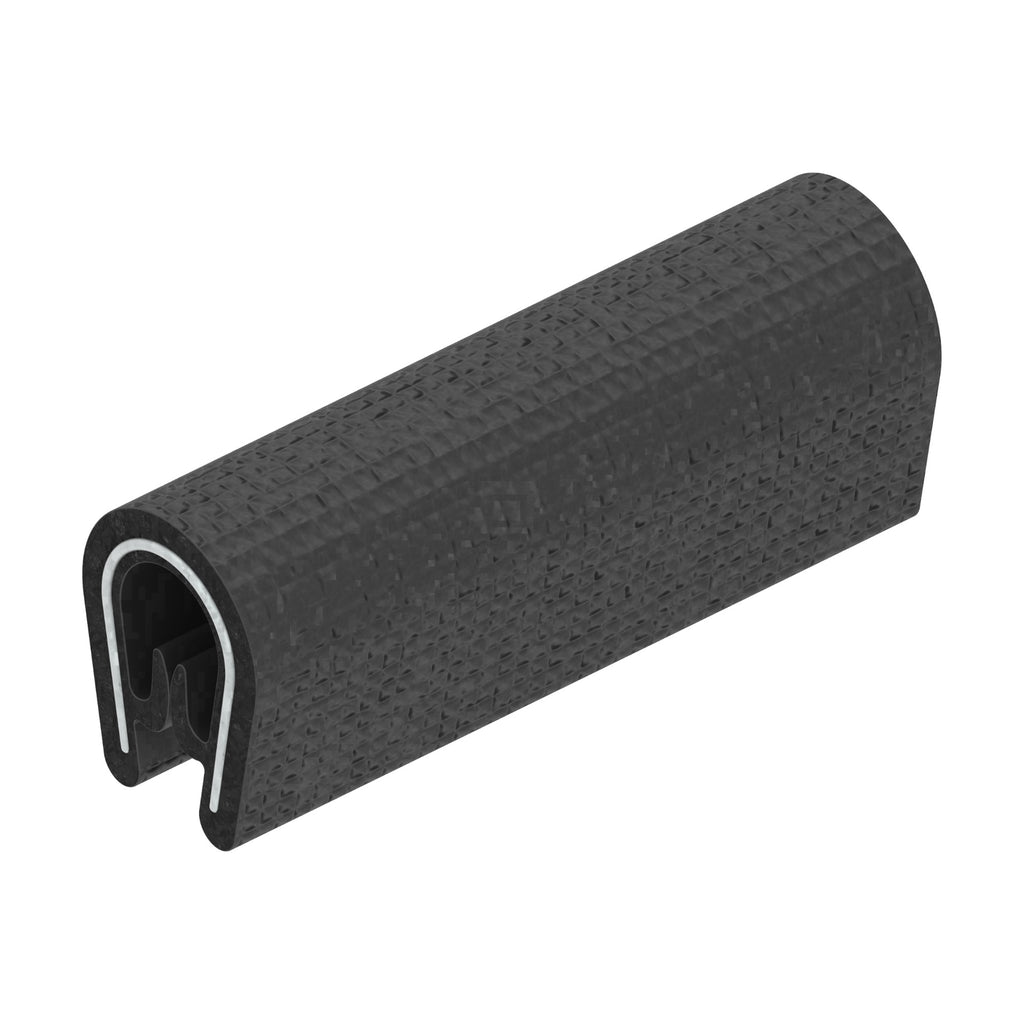 PVC edge protection profile with steel core, clamping range 1–3 mm, black (1C10-10)