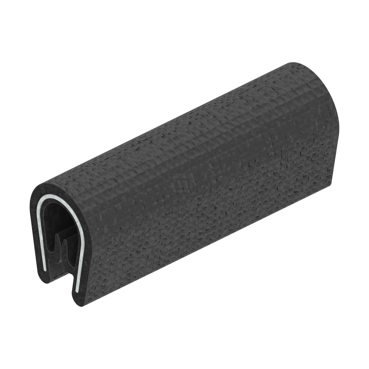 PVC edge protection profile with steel core, clamping range 1–3 mm, black (1C10-10)