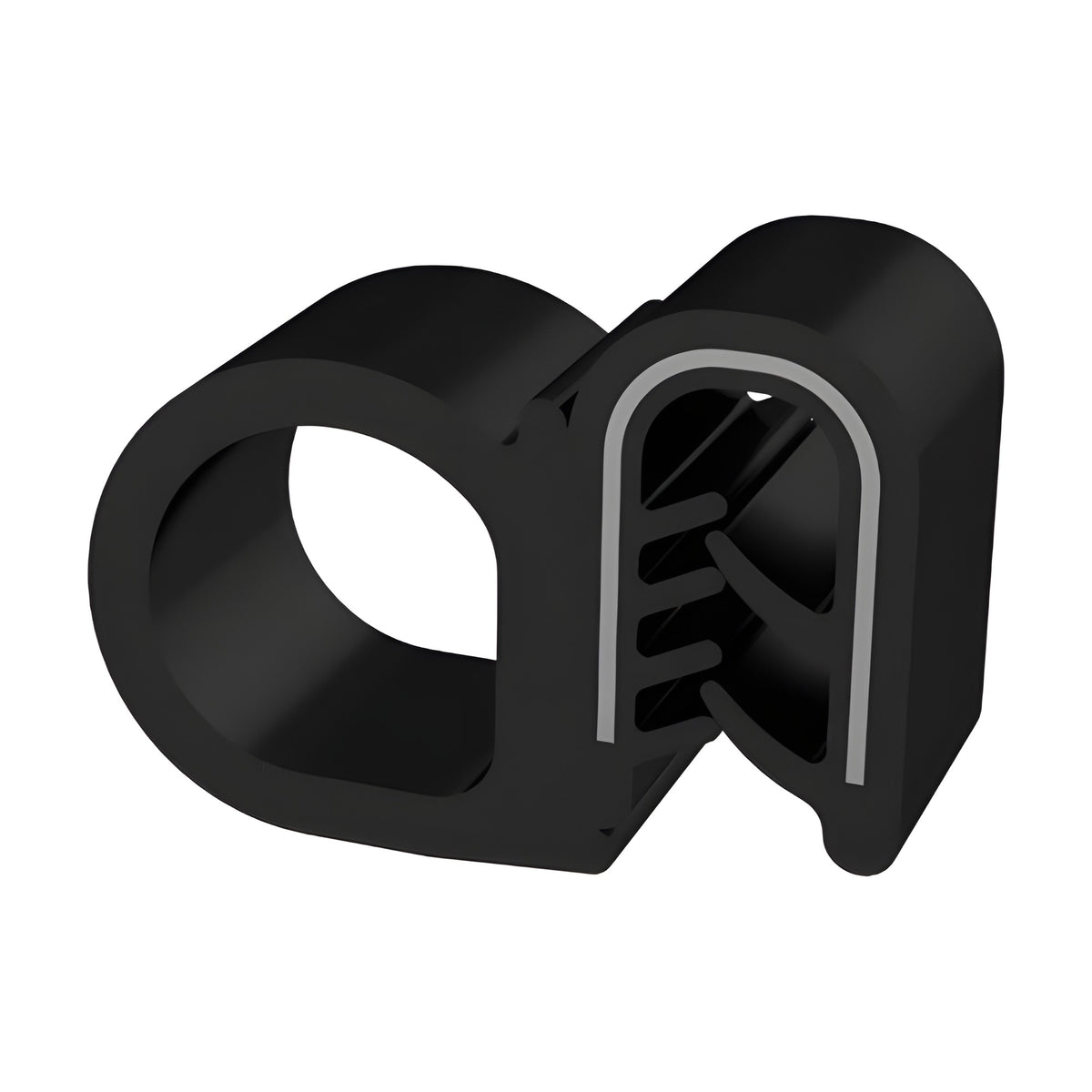 EPDM/PVC clamping profile with sealing bulb, clamping range 1–4 mm, black (1C11-6018)