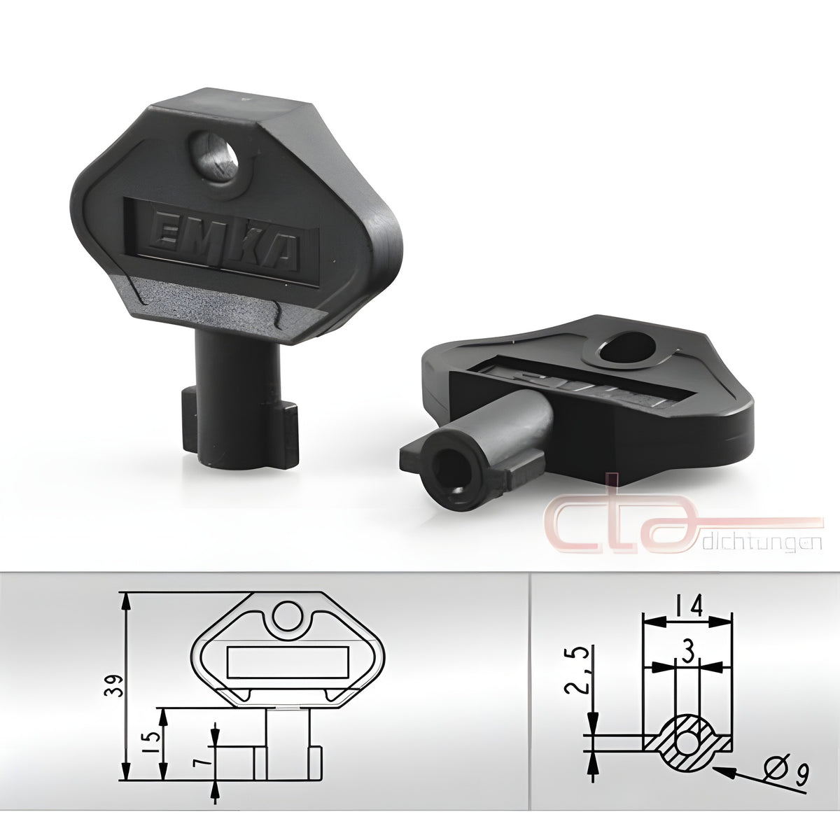 Double-bit key, 3 mm, plastic black (1C04-34) – view 3