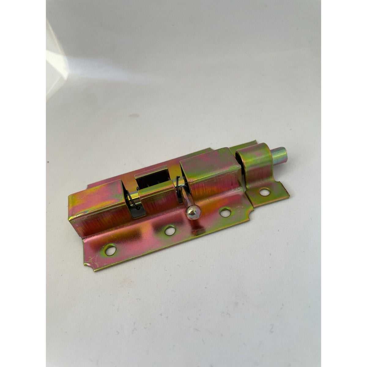 Slide bolt, 90 × 45 mm, spring-loaded, bolt Ø 7 mm, steel yellow zinc-plated (1C60-02) – view 3