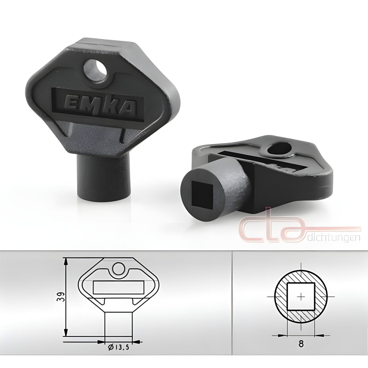 Vierkantschlüssel, 8 mm, Kunststoff schwarz (1C04-35) – Ansicht 3