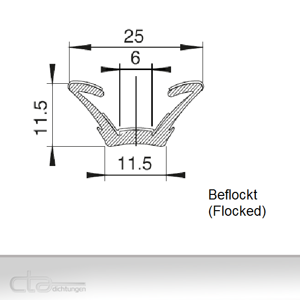 1m Fensterführungsprofil Samtschiene Beflocktes Profil EPDM schwarz 1C62-9095