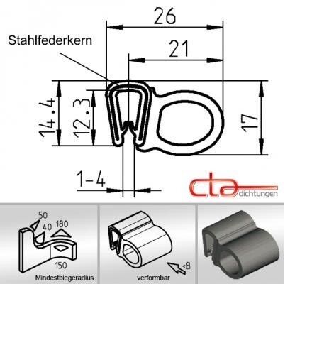 5 m Dichtungsprofil Dichtprofil Kantenschutz EPDM PVC schwarz KB 1 - 4mm 1C11-22
