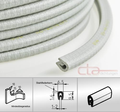 10m Kantenschutz Kantenschutzprofil Dichtprofil KB 1-2mm PVC weißgrau 1C10-04-01
