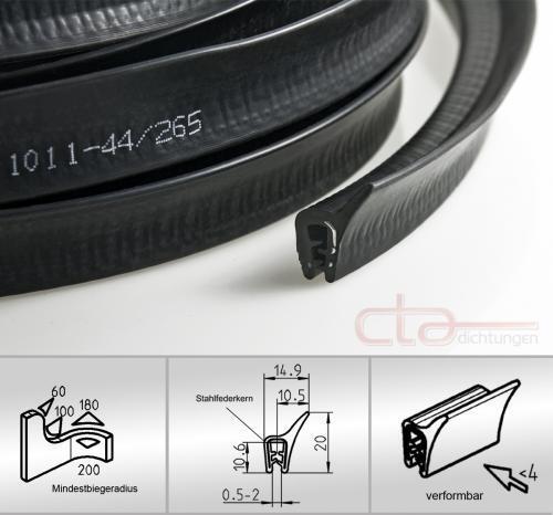 1 m Dichtungsprofil Dichtprofil Kantenschutz EPDM schwarz KB 0,5 - 2 mm 1C11-44