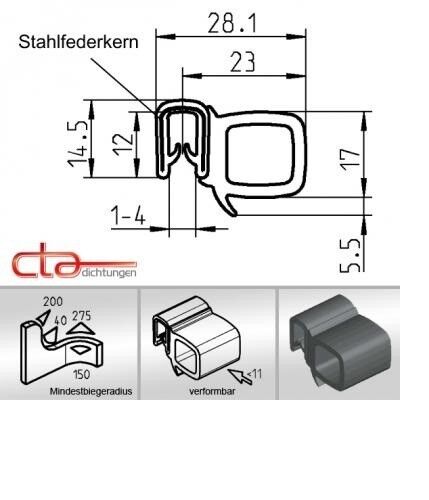 5 m Dichtungsprofil Dichtprofil Kantenschutz EPDM PVC  schwarz KB 1- 4mm 1C11-26