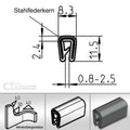 5 m Kantenschutz Kantenschutzprofil Dichtprofil KB 1-2,5 mm EPDM schwarz 1C10-12