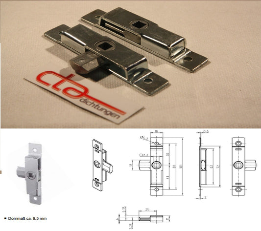 1x 7mm VK Vierkant Zungenschloss Zungenriegel 101x18 Anhänger Gaskasten 1C01-U43