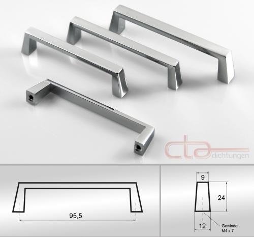 1x Griff Möbelgriff Bügelgriff Glanz verchromt Bohrlochabstand 95,5mm 1C45-01