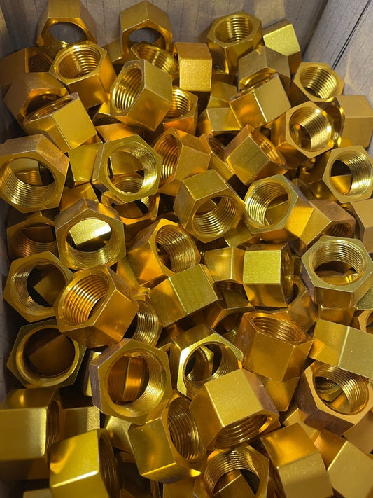 Sechskantmutter M20x1,5 Aluminium hochwertig vergoldet 15mm hoch 8900-S225