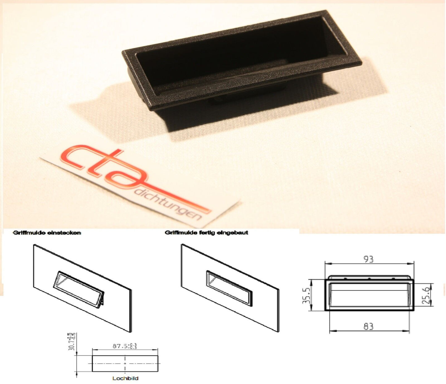 Griffmulde Tragegriff Griffmuschel Einlassmuschel Kunststoff Griff 1C91-103-2