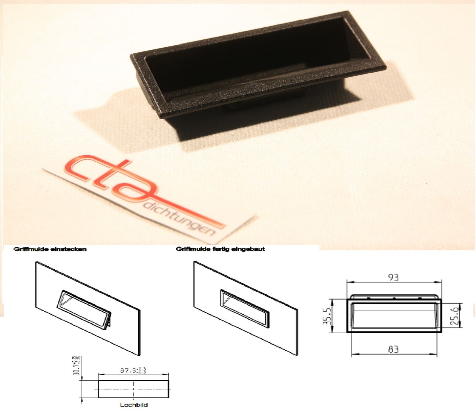 Griffmulde Tragegriff Griffmuschel Einlassmuschel Kunststoff Griff 1C91-103-2