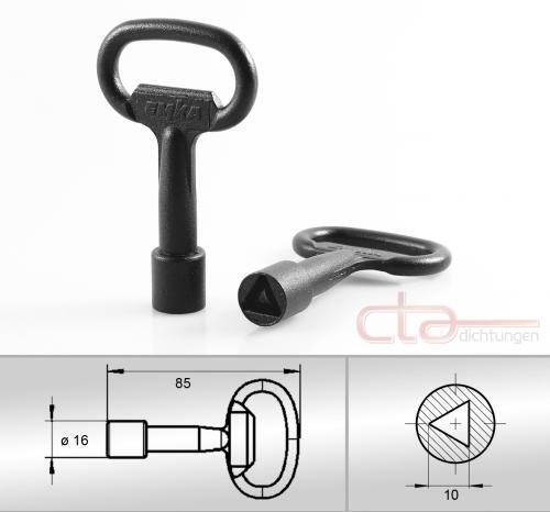 1x 10mm Dreikantschlüssel Steckschlüssel DK 10 mm Zink-Druckguss schwarz 1C04-24