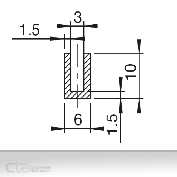 1m Fassungsprofil 10x6 Dichtprofil U-Profil Kantenschutz EPDM  schwarz 1C38-100