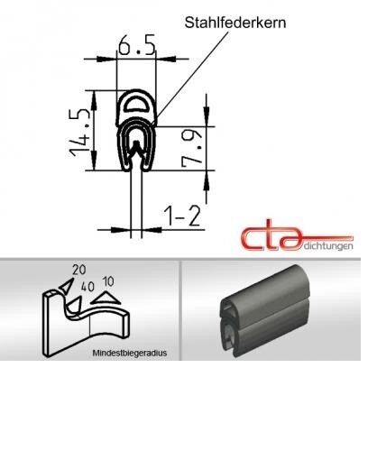 1 m Dichtungsprofil Dichtprofil Kantenschutz EPDM PVC schwarz KB 1 - 2mm 1C11-24