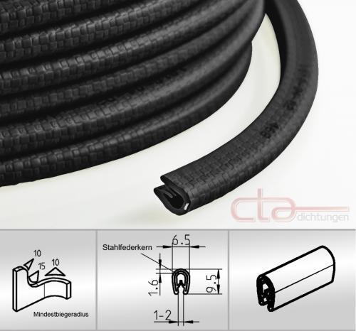 5 m Kantenschutz Kantenschutzprofil Dichtprofil KB 1-2mm PVC schwarz 1C10-02