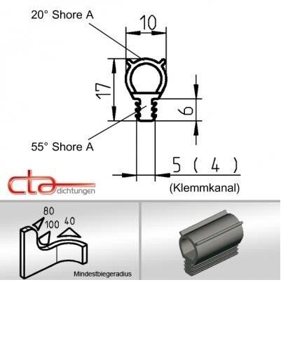 5 m Türdichtung Dichtprofil Moosgummi Dichtungsprofil Klemmprofil EPDM 11C1-03