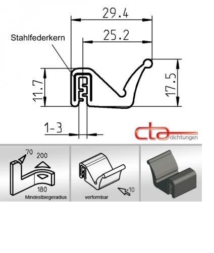 5 m Dichtungsprofil Dichtprofil Kantenschutz EPDM schwarz KB 1 - 3 mm 1C11-35