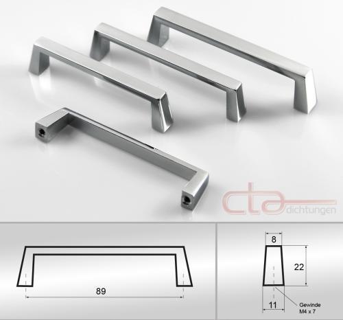 1x Griff Möbelgriff Bügelgriff glanz verchromt Bohrlocherabstand 89mm 1C45-02