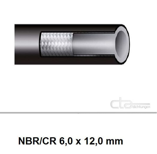 1m Kraftstoffschlauch Benzinschlauch Dieselschlauch  Ø 6,0 x 12,0 mm 1C17-55